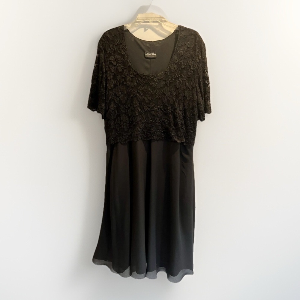 Night Way Womens Black  Lace Overlay Dress Formal Cocktail Evening Plus Size 20